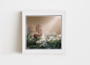 Double Matted Print Spanish Galleon by Akiane