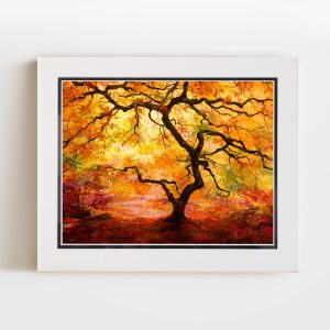 Double Matted Print of Fall Autumn Tree with Couple in Love