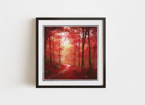 Double Matted and Framed Spirited Painting of autumn